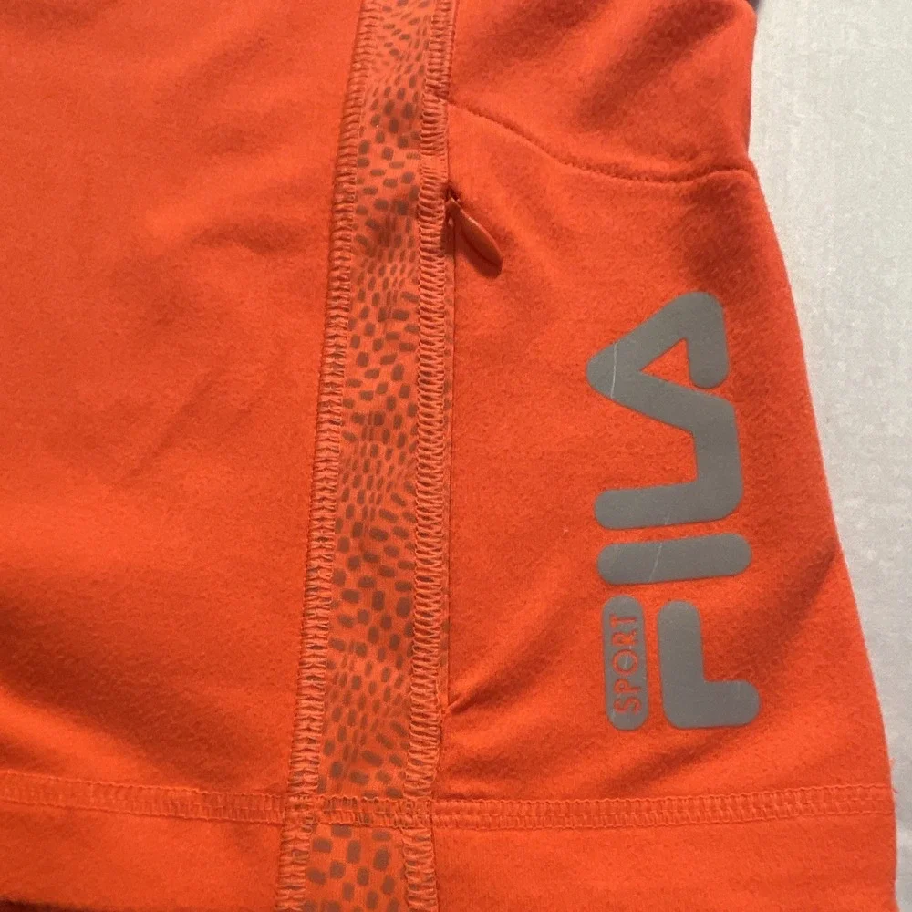 FILA Sport Men's Athletic Fit Orange 1/4 Zip Mock Neck L/S Running Top S